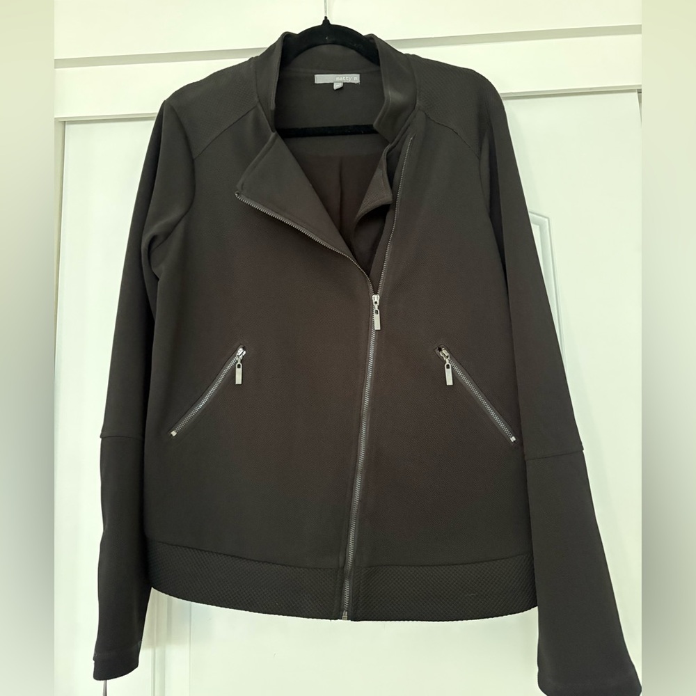 Matty M Women's Black Moto Zip-Front Jacket